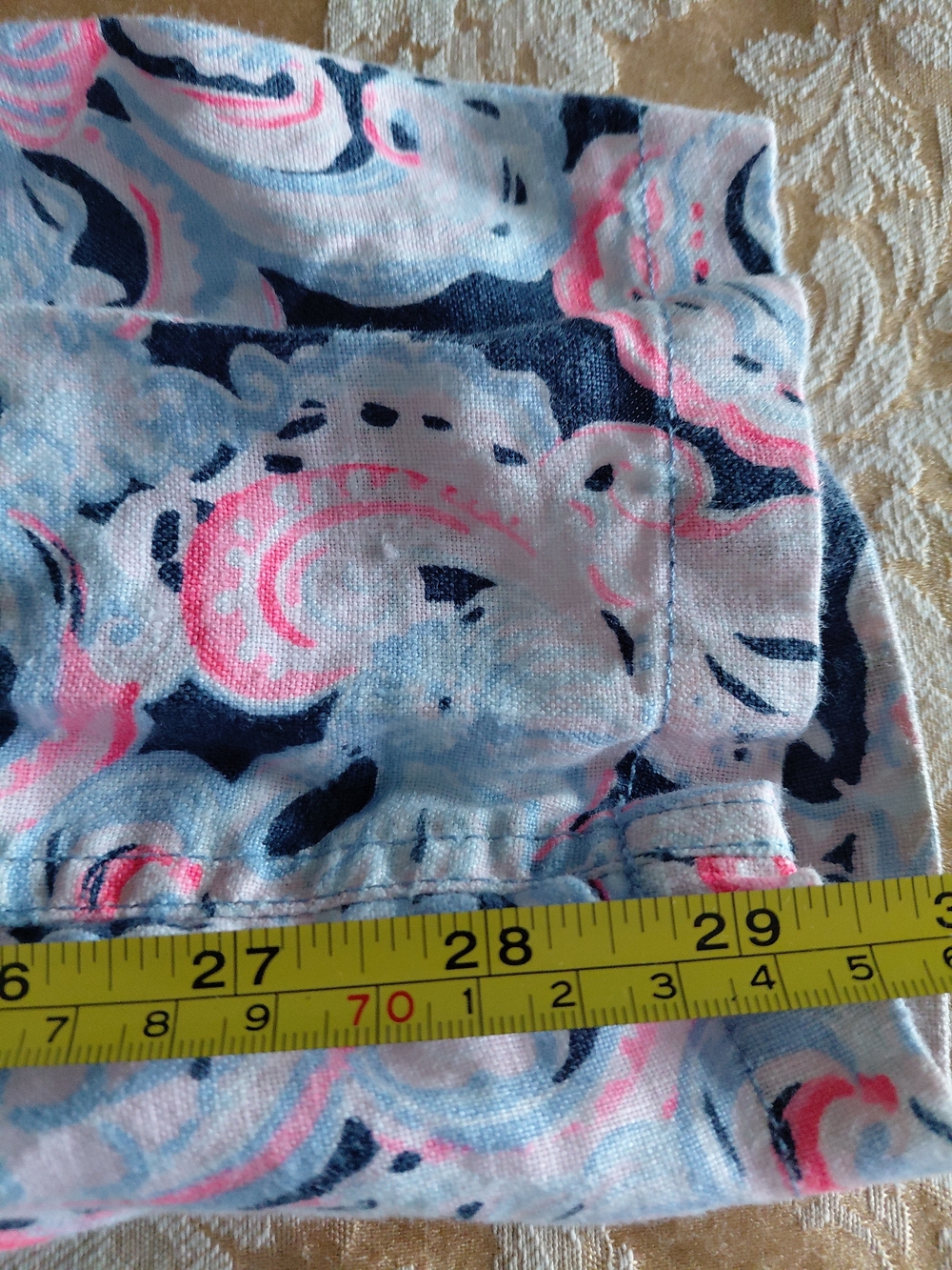 Lilly Pulitzer Linen  Beach Pants  Blue Pink Coastal Print Pull-On Casual Resort - Picture 2 of 12